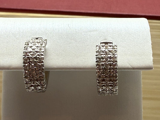 Vintage-Inspired Hoop Earrings in 14K White Gold with .55 ctw Diamonds