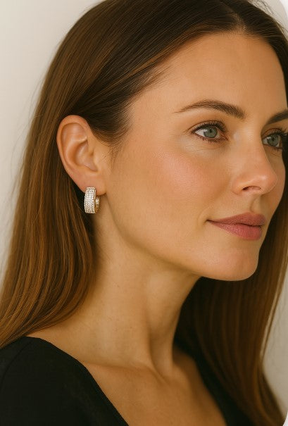 Vintage-Inspired Hoop Earrings in 14K White Gold with .55 ctw Diamonds